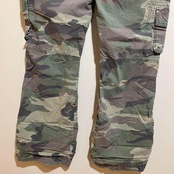 Ruehl No.925 Large Low Rise Y2K 90s Camo Cargo Pocket Pants Convertible Roll Up - Picture 9 of 12